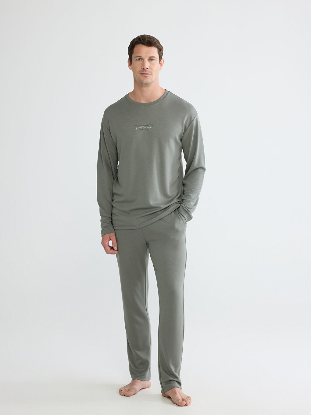Haki Standart Kalıp Erkek Pijama Takımı