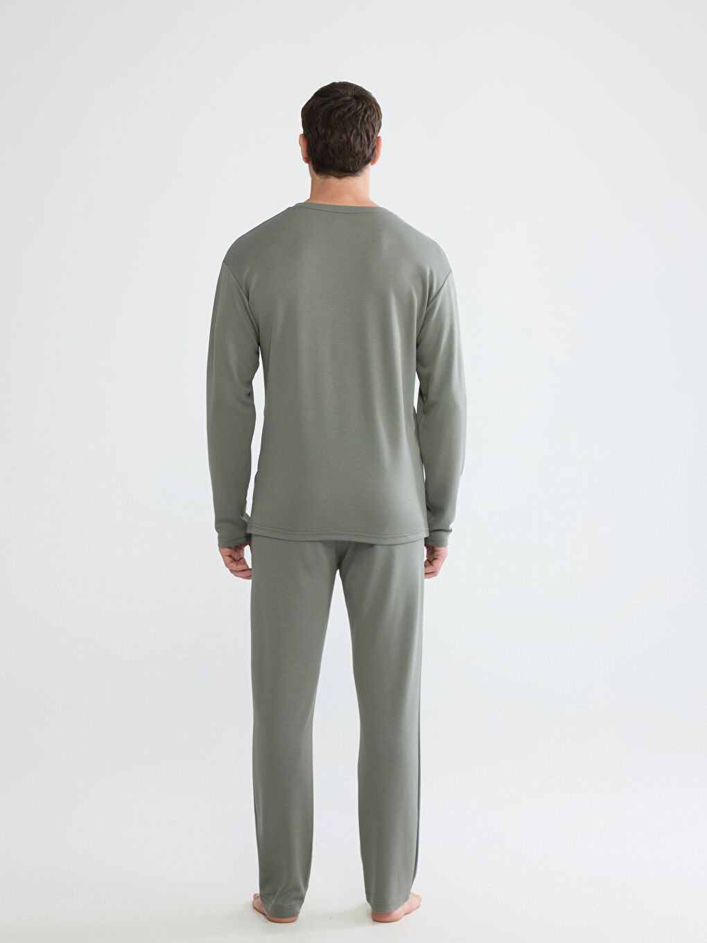 Haki Standart Kalıp Erkek Pijama Takımı-3