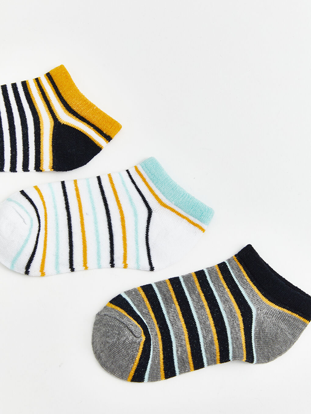 Karışık Çizgili Erkek Çocuk Patik Çorap 3'lü-1