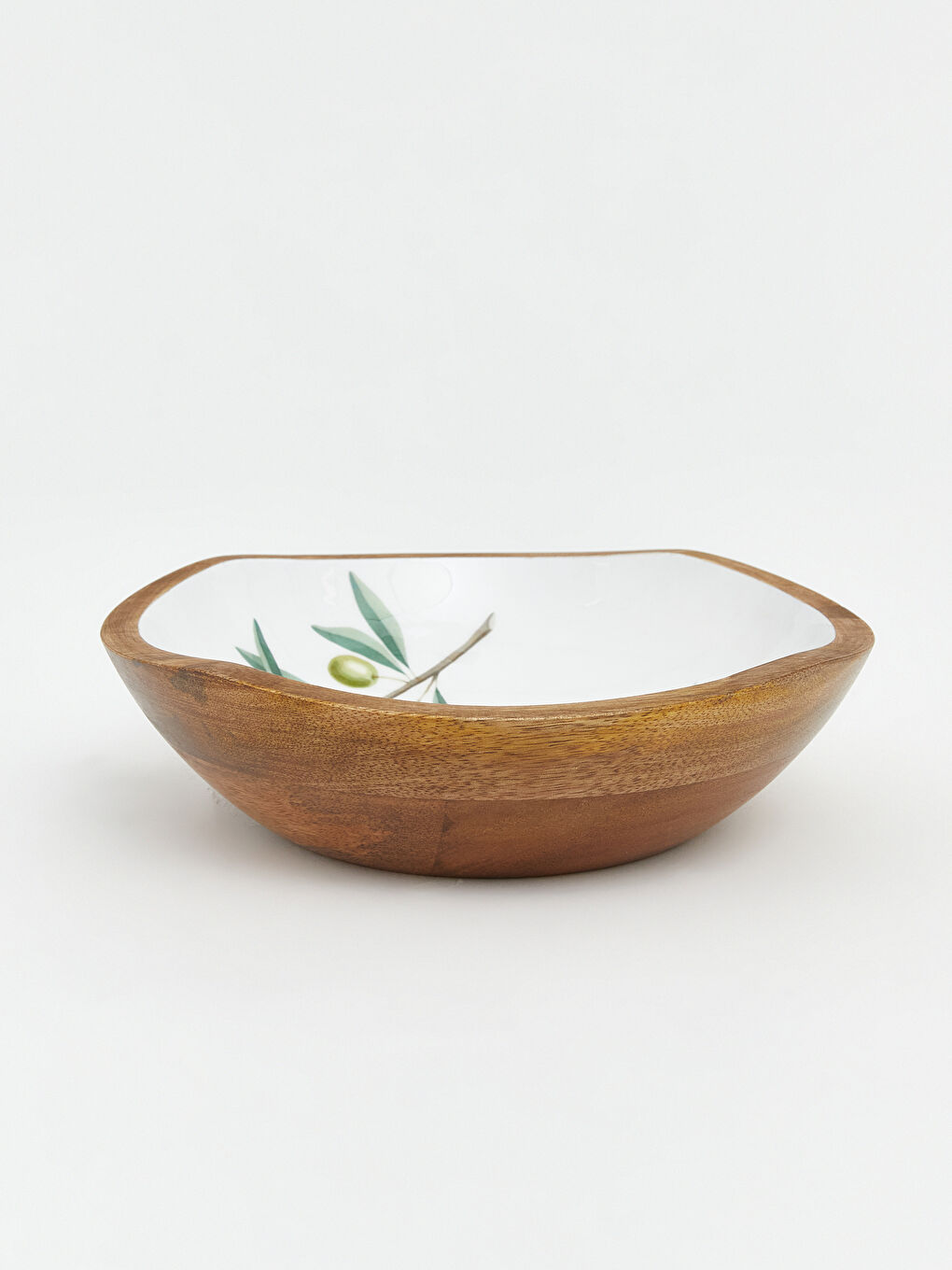 Olive Branch Printed Wooden Salad Bowl-1