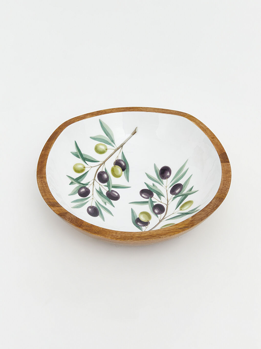 Olive Branch Printed Wooden Salad Bowl-3