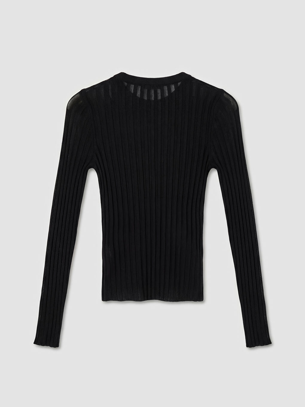 Siyah Bisiklet Yaka Fitilli Kadın Triko Kazak-5