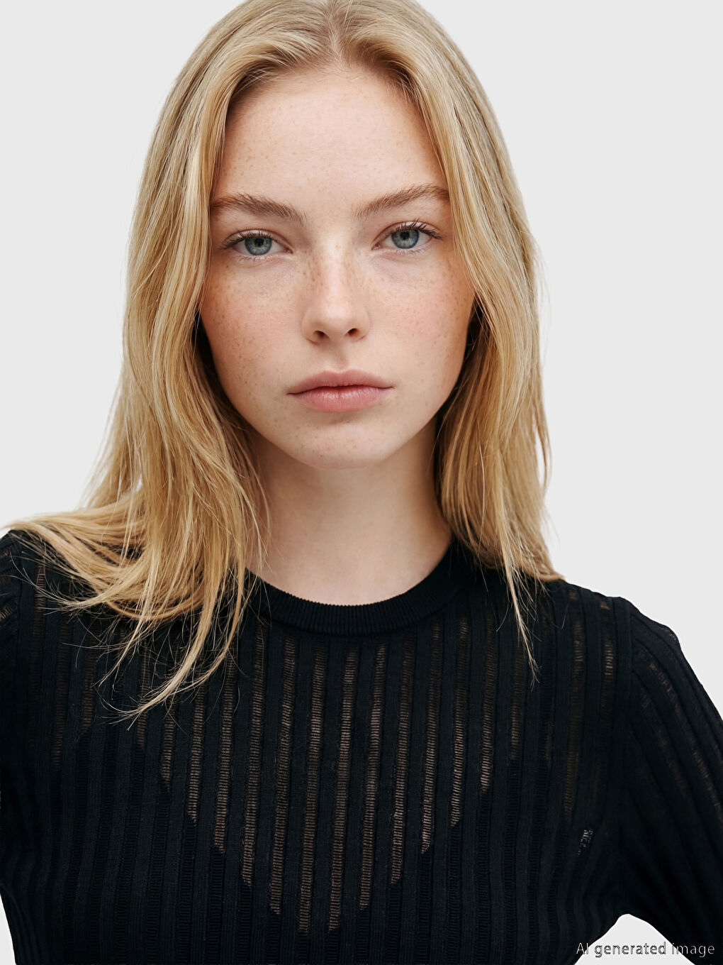 Siyah Bisiklet Yaka Fitilli Kadın Triko Kazak-2