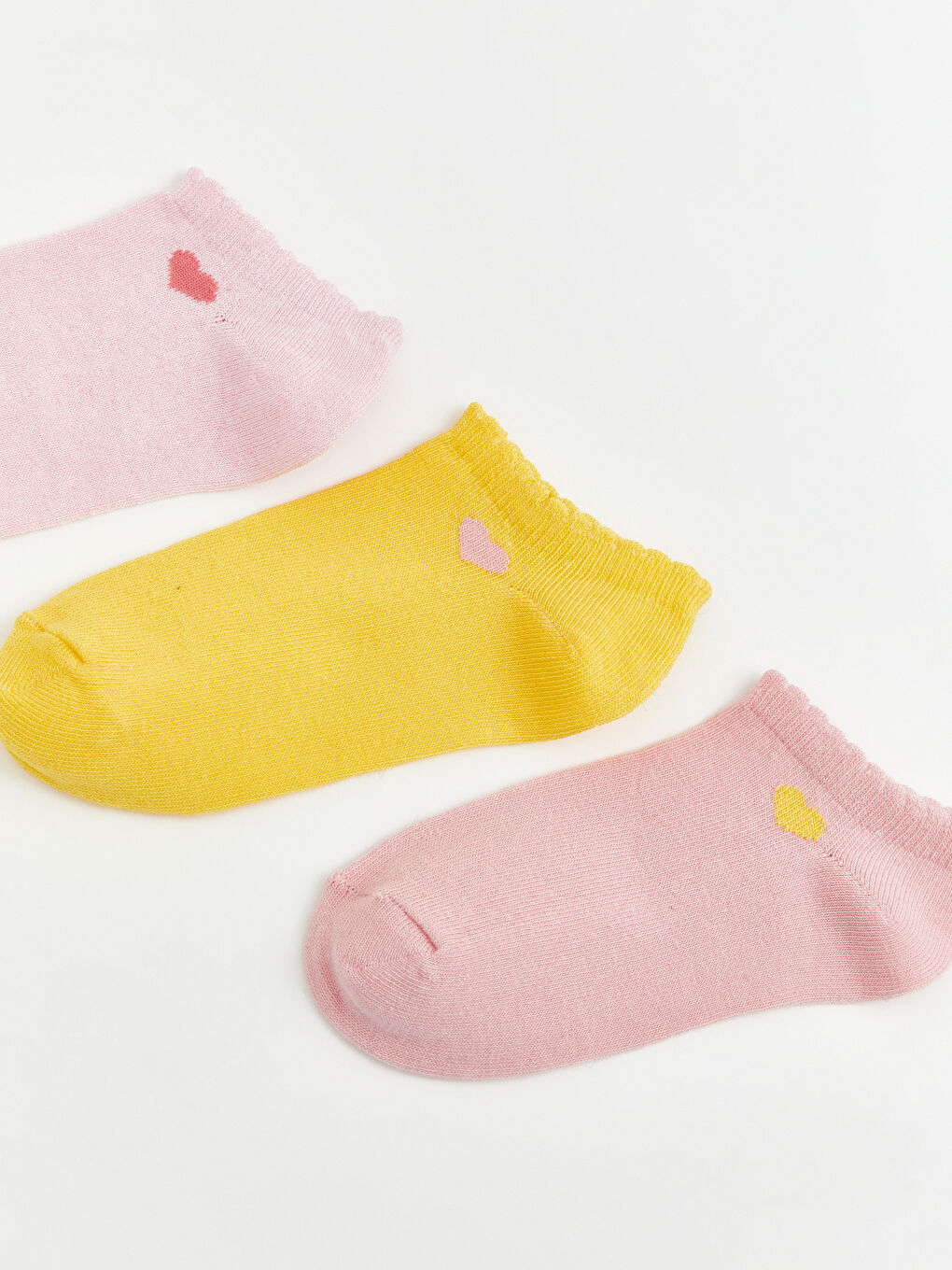 Pembe Desenli Kız Çocuk Patik Çorap 3'lü-1