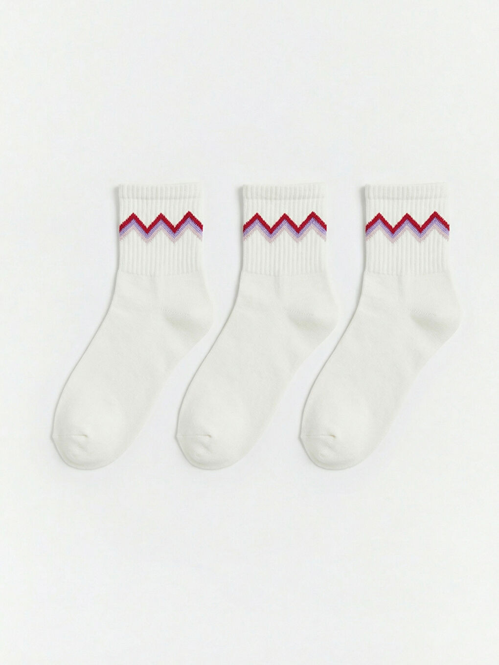 Ekru Desenli Kadın Soket Çorap 3'lü