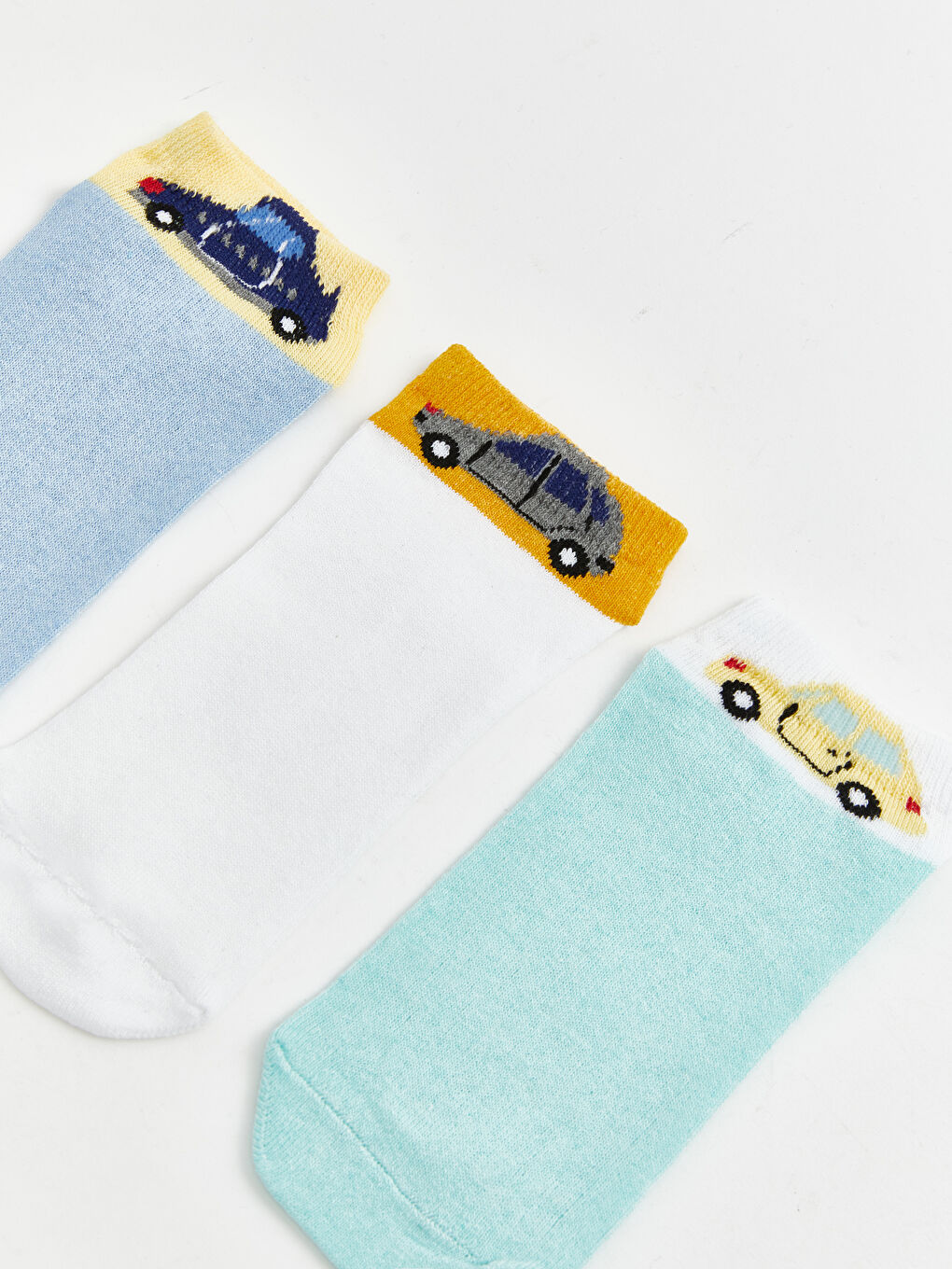 Mavi Araba Desenli Erkek Çocuk Patik Çorap 3'lü-2