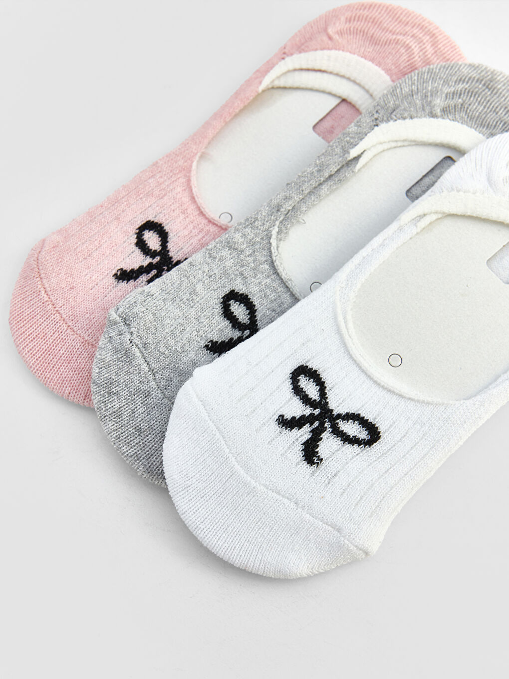 Pembe Fiyonk Desenli Kız Çocuk Babet Çorap 3'lü-1