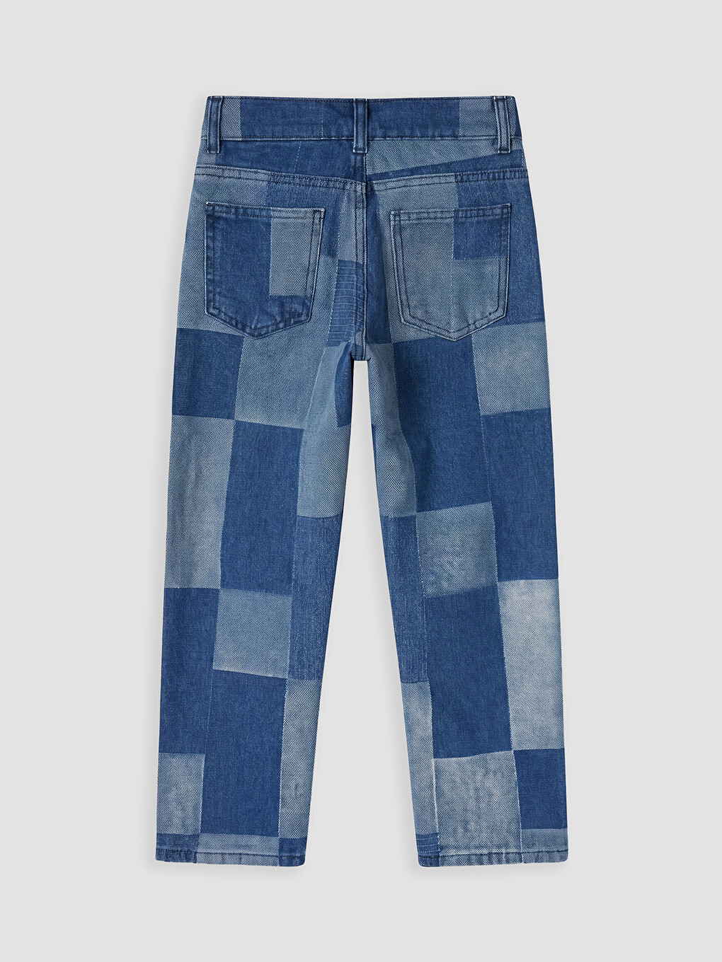 Mavi Renk Bloklu Erkek Çocuk Jean Pantolon-1