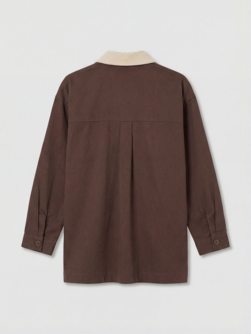 Kahverengi Kontrast Yaka Oversize Kadın Ceket-1