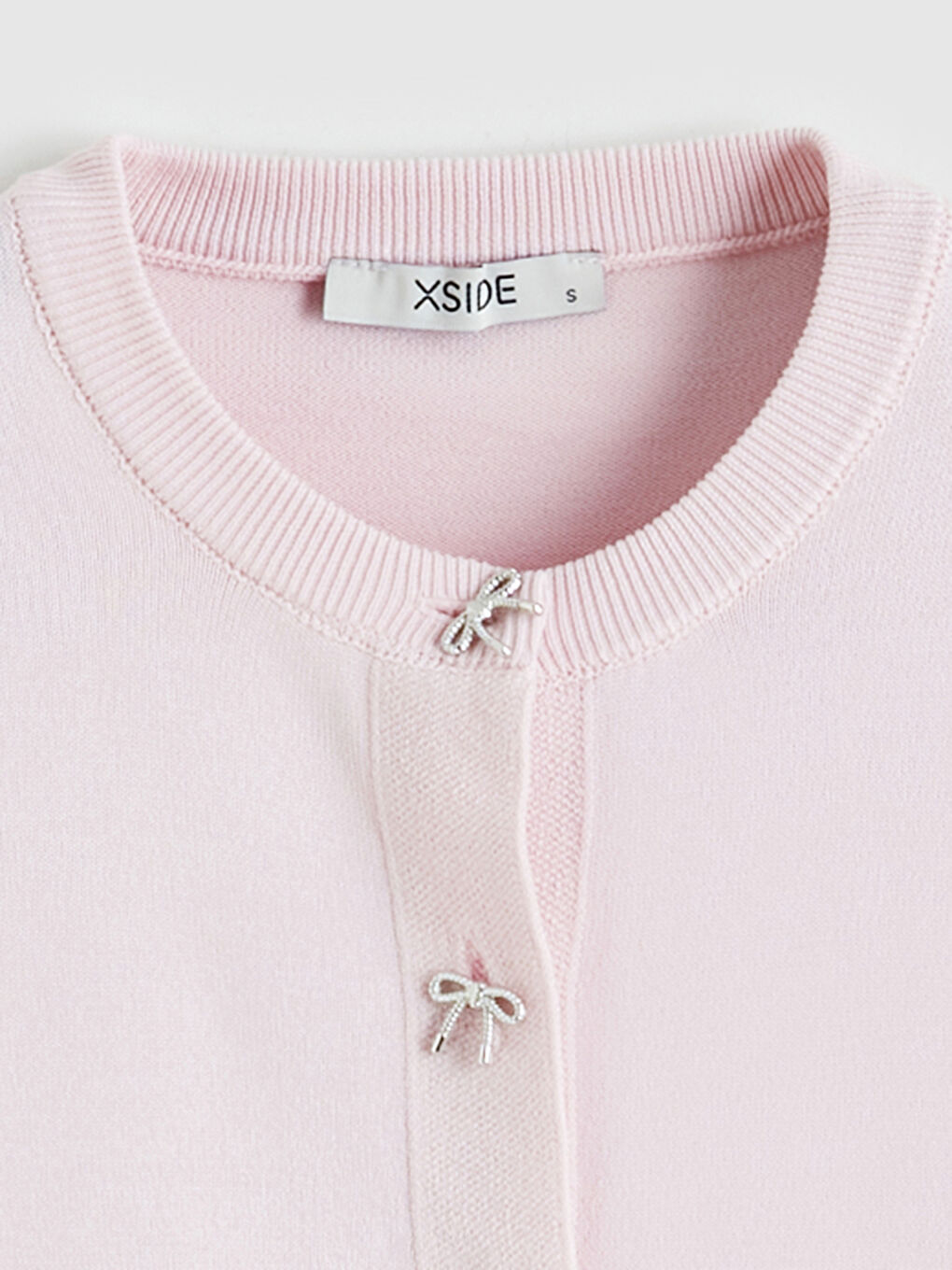 Pembe Bisiklet Yaka Fiyonklu Kadın Triko Hırka-7