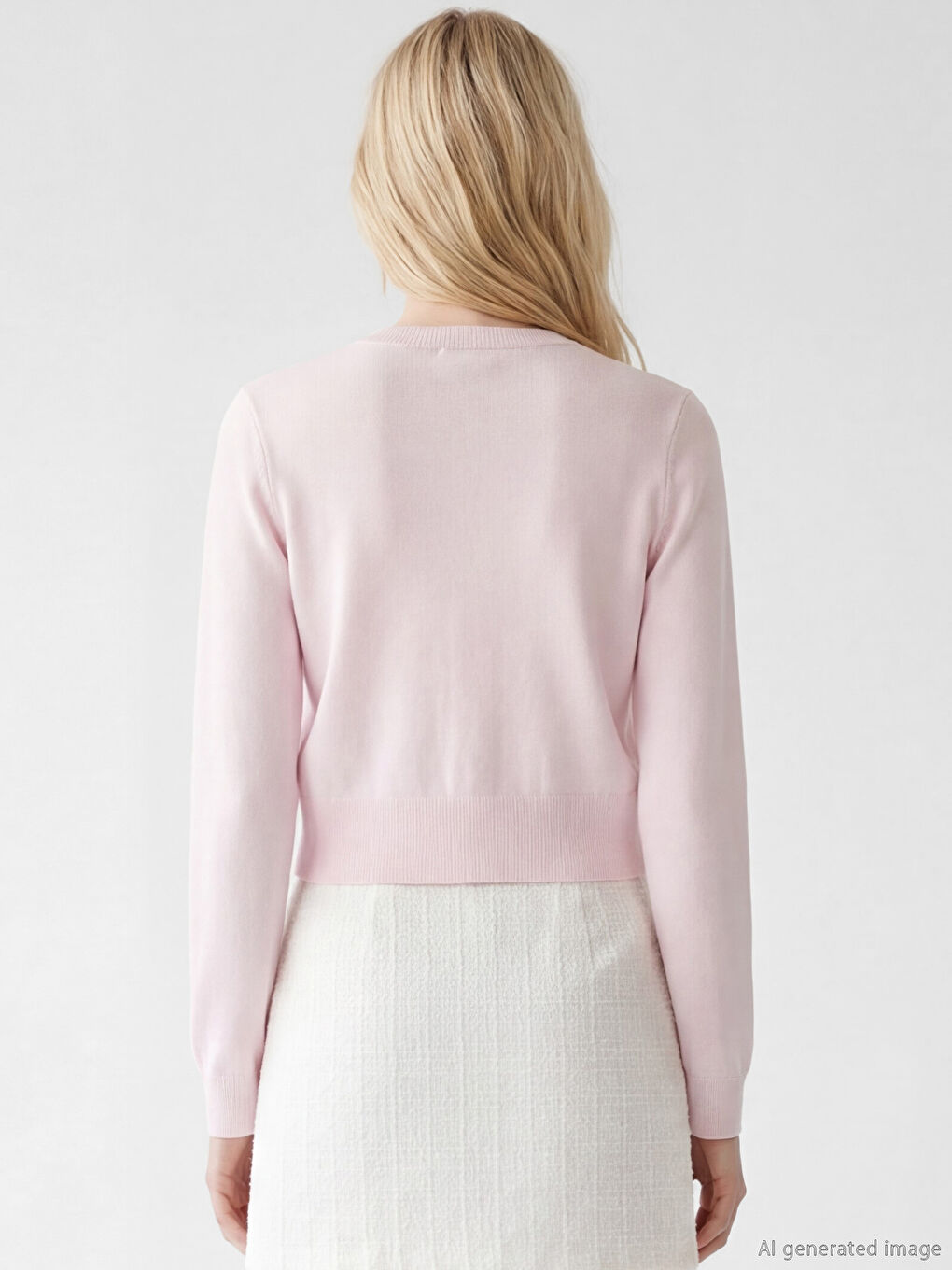 Pembe Bisiklet Yaka Fiyonklu Kadın Triko Hırka-4