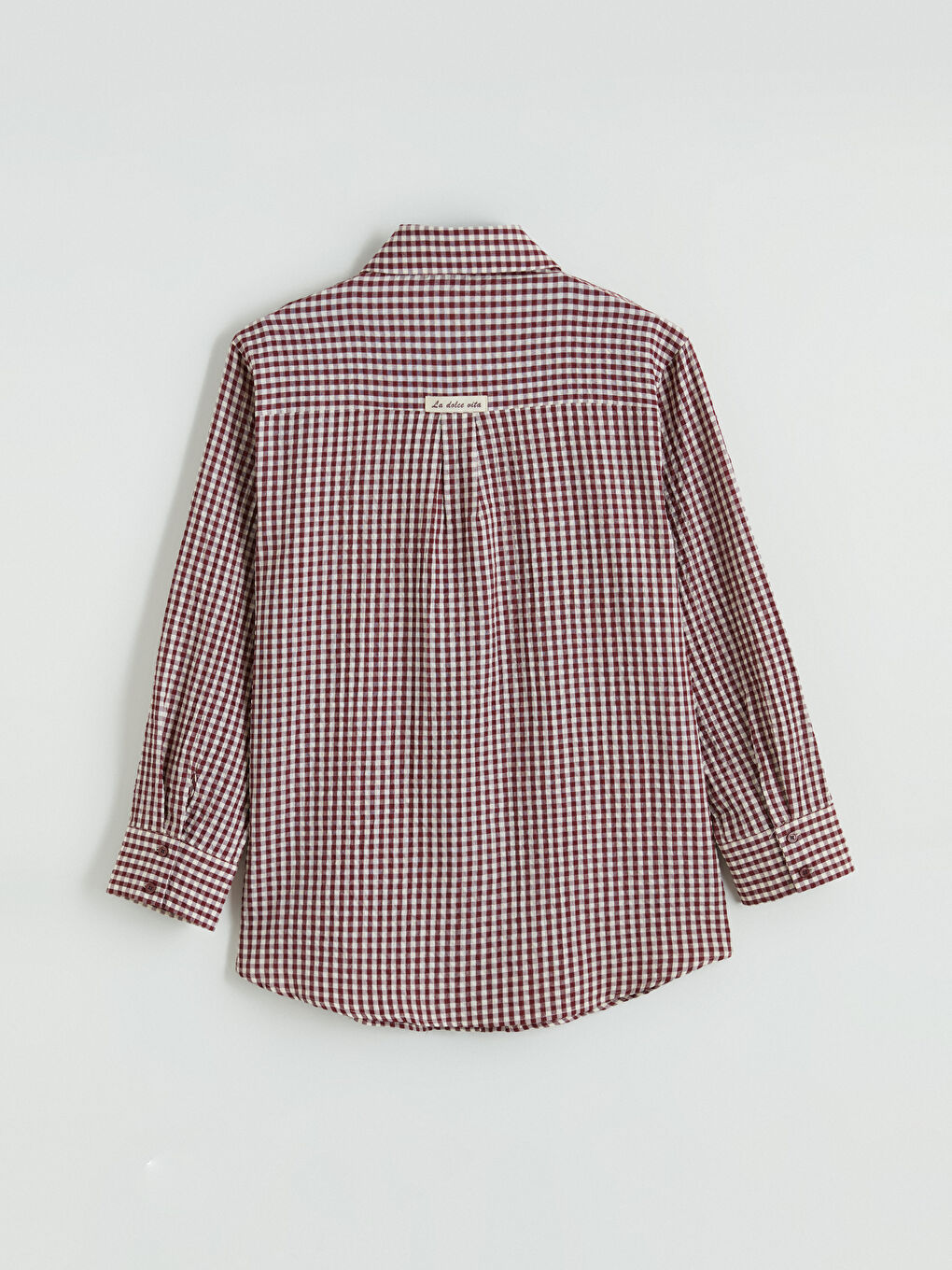 Bordo Ekose Kadın Gömlek Tunik-8