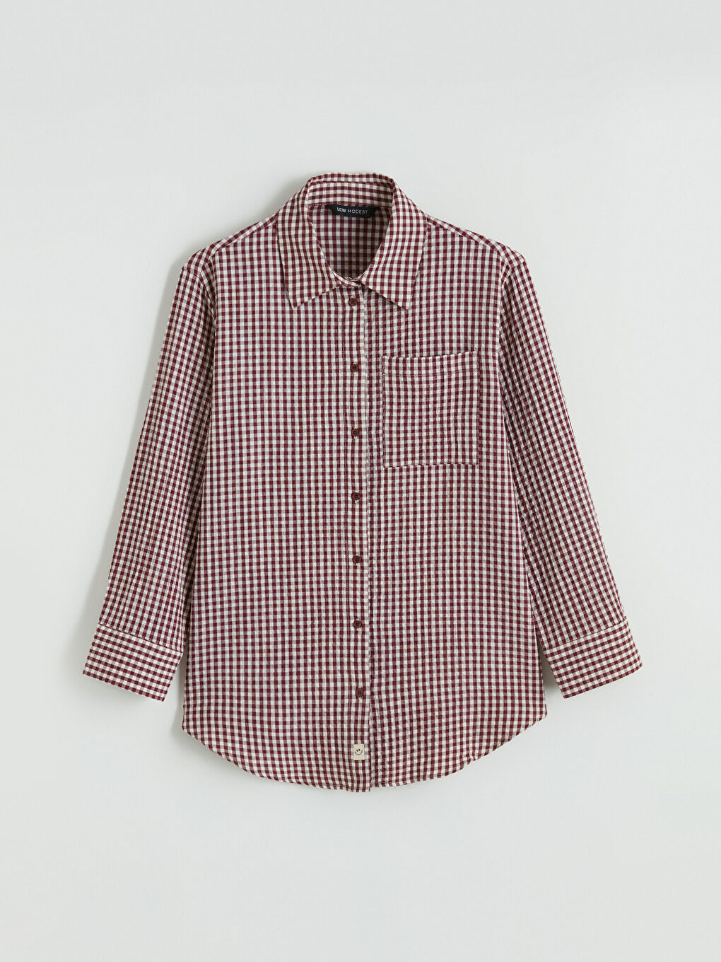 Bordo Ekose Kadın Gömlek Tunik-4