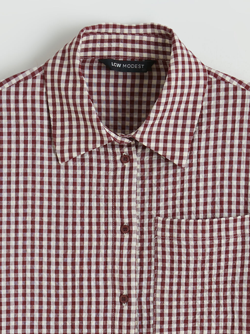 Bordo Ekose Kadın Gömlek Tunik-6