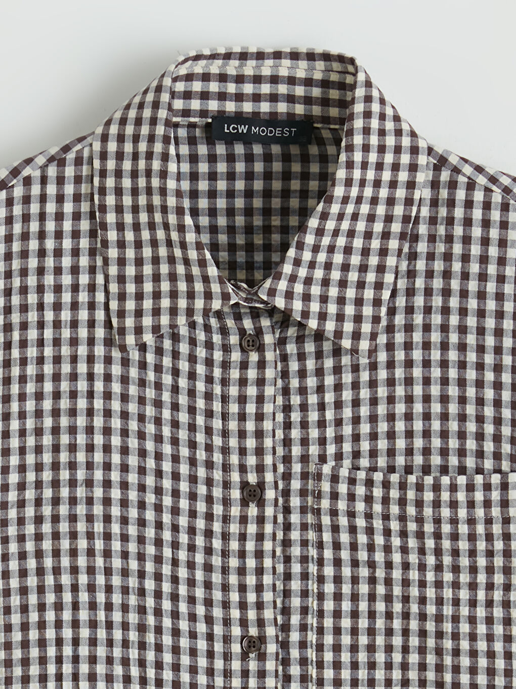 Kahverengi Ekose Kadın Gömlek Tunik-5