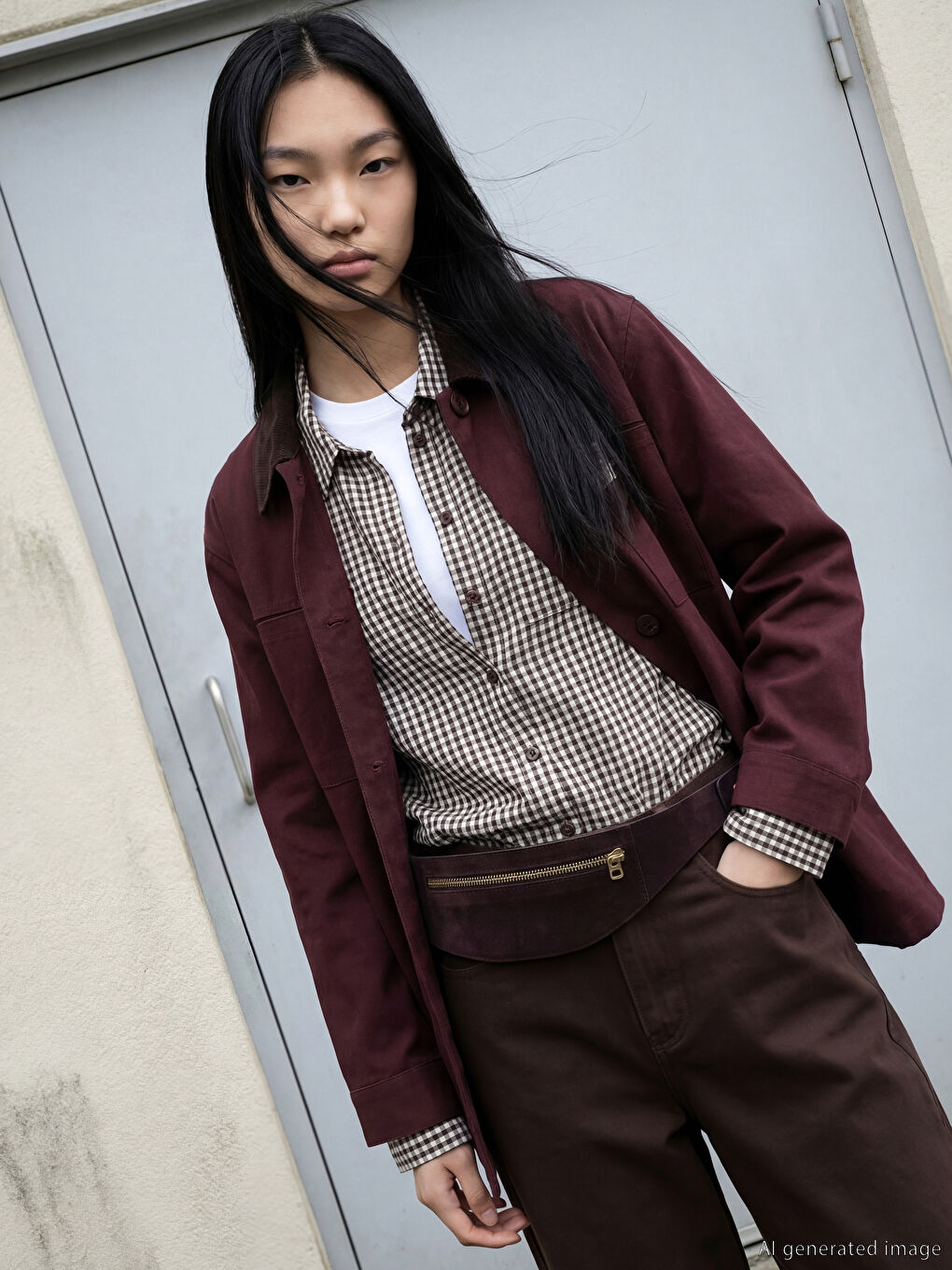 Bordo Gömlek Yakalı Kadın Ceket