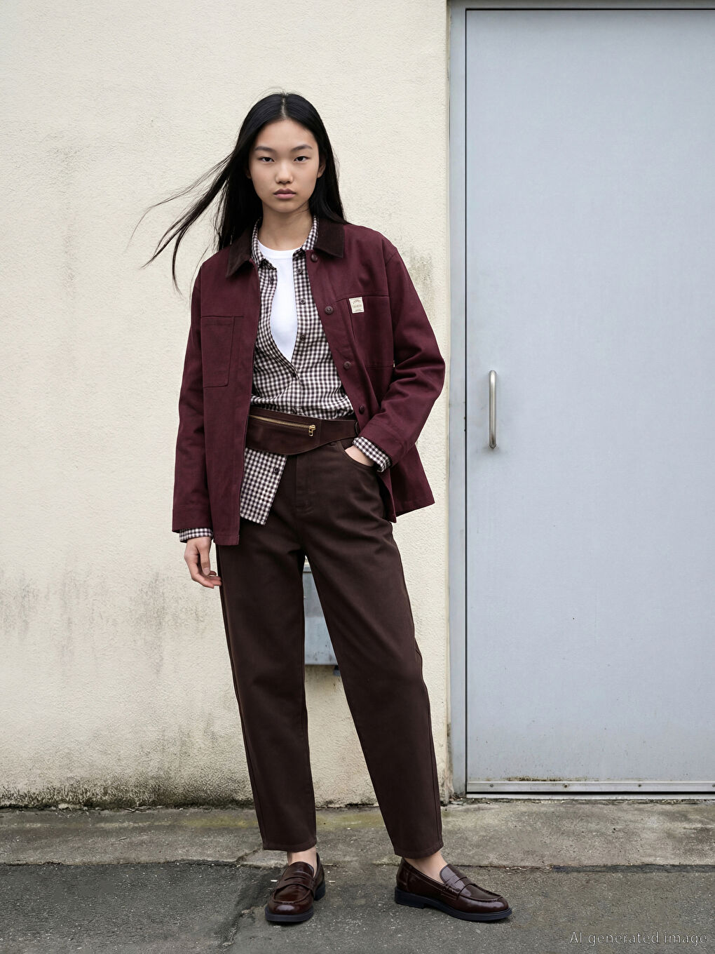 Bordo Gömlek Yakalı Kadın Ceket-1