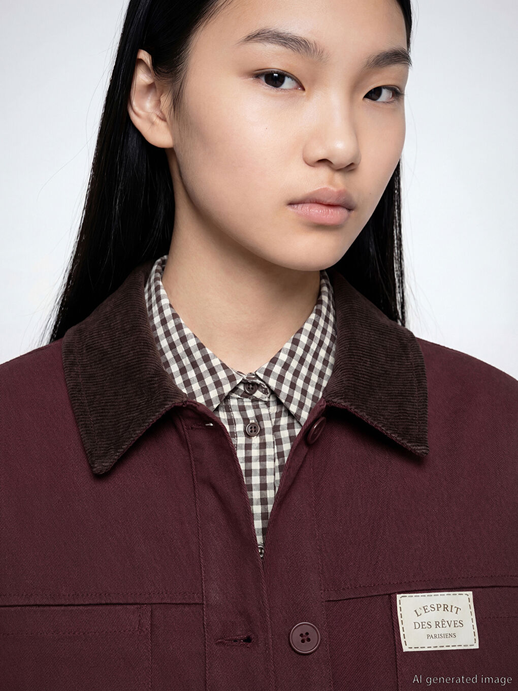 Bordo Gömlek Yakalı Kadın Ceket-4