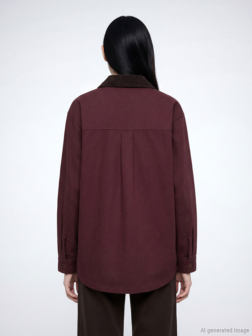 Bordo Gömlek Yakalı Kadın Ceket-5