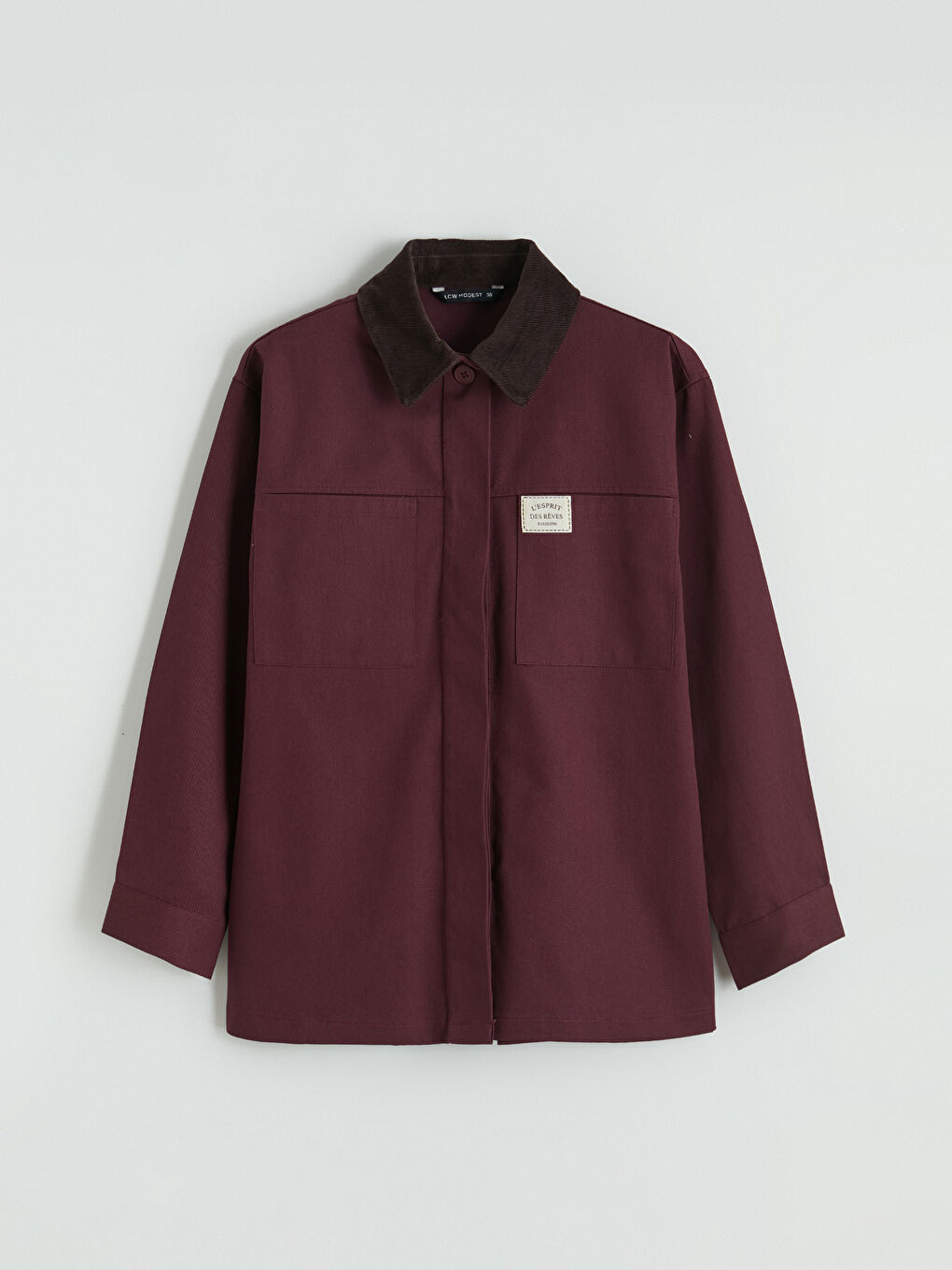 Bordo Gömlek Yakalı Kadın Ceket-6