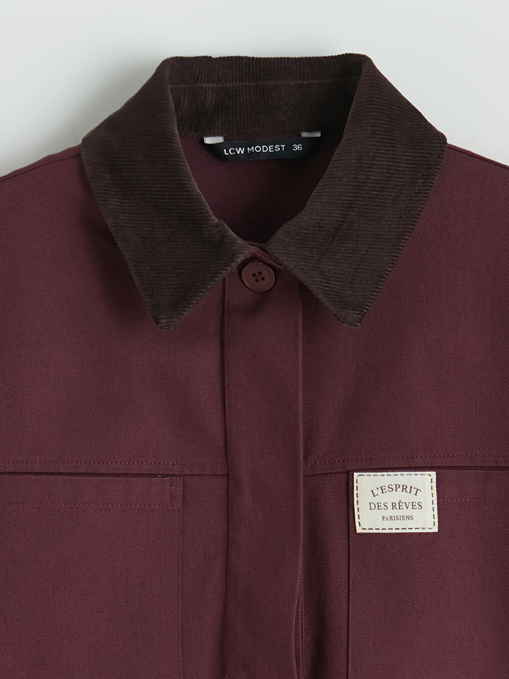 Bordo Gömlek Yakalı Kadın Ceket-7
