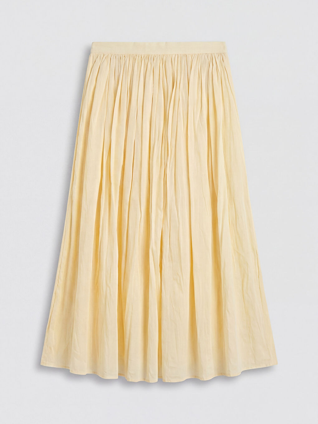 Sarı Beli Fermuarlı Büzgülü Kloş Etek-1