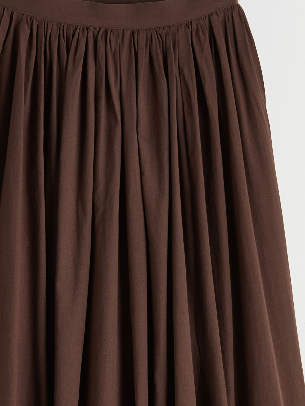 Kahverengi Beli Fermuarlı Büzgülü Etek-2
