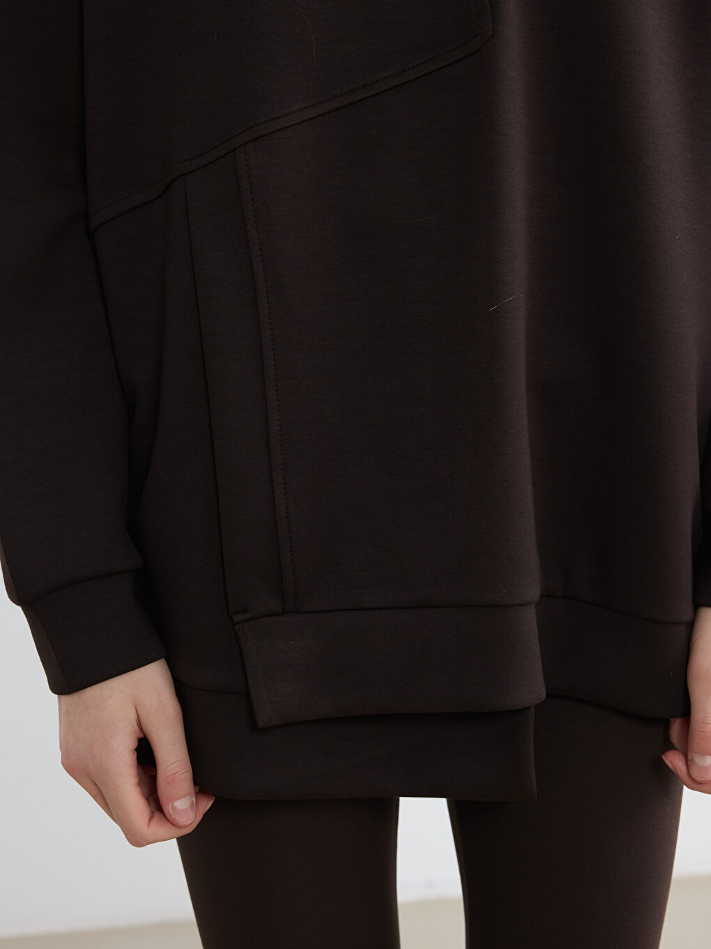 Kahverengi Soft Touch Oversize Kadın Sweatshirt	-2