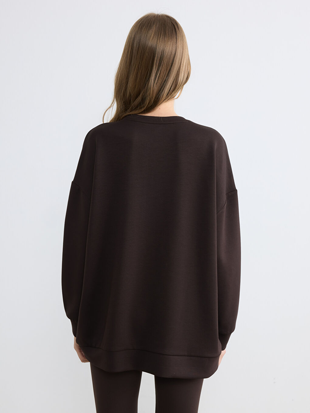 Kahverengi Soft Touch Oversize Kadın Sweatshirt	-3