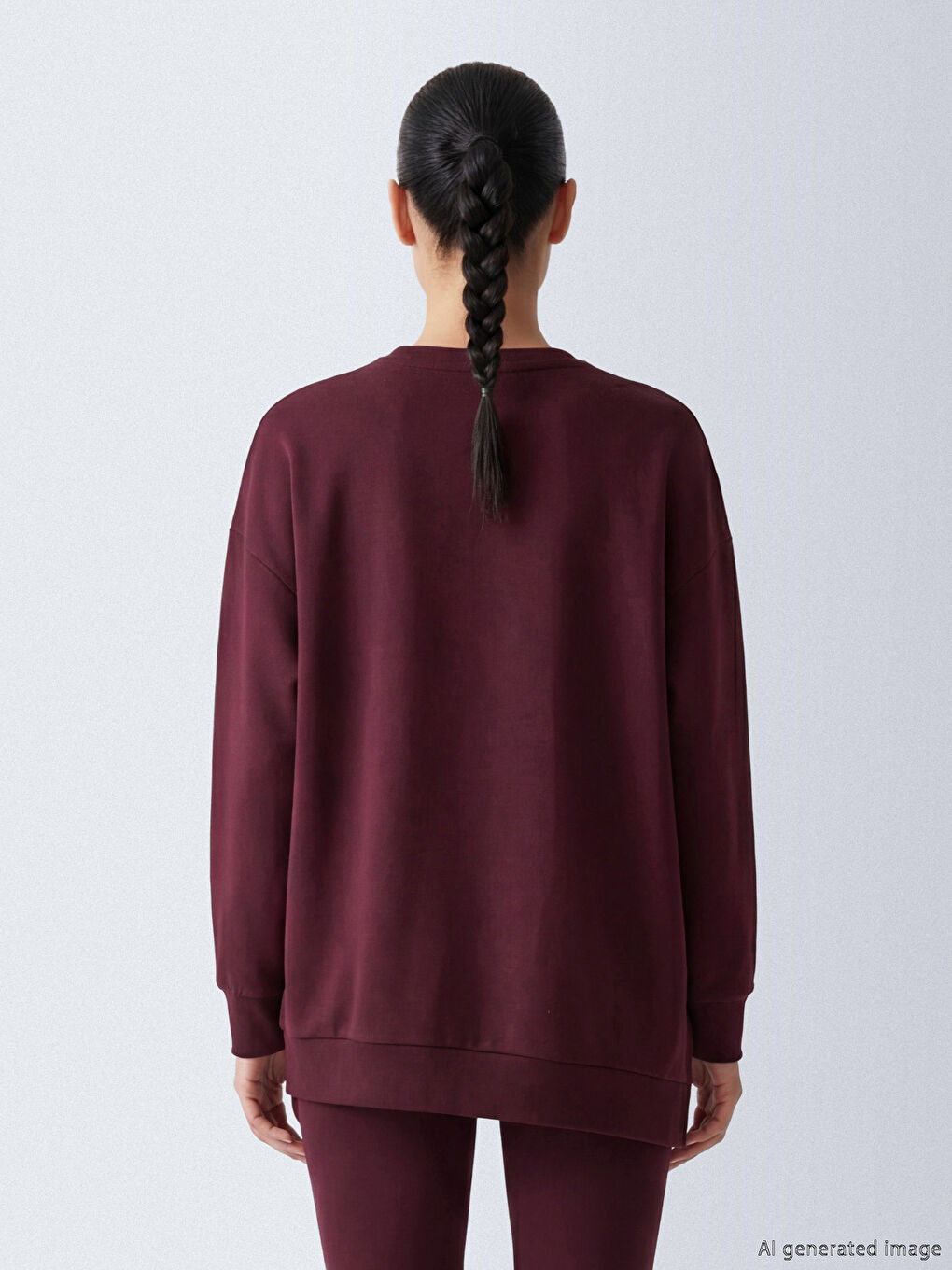 Mürdüm Soft Touch Oversize Kadın Sweatshirt	-2