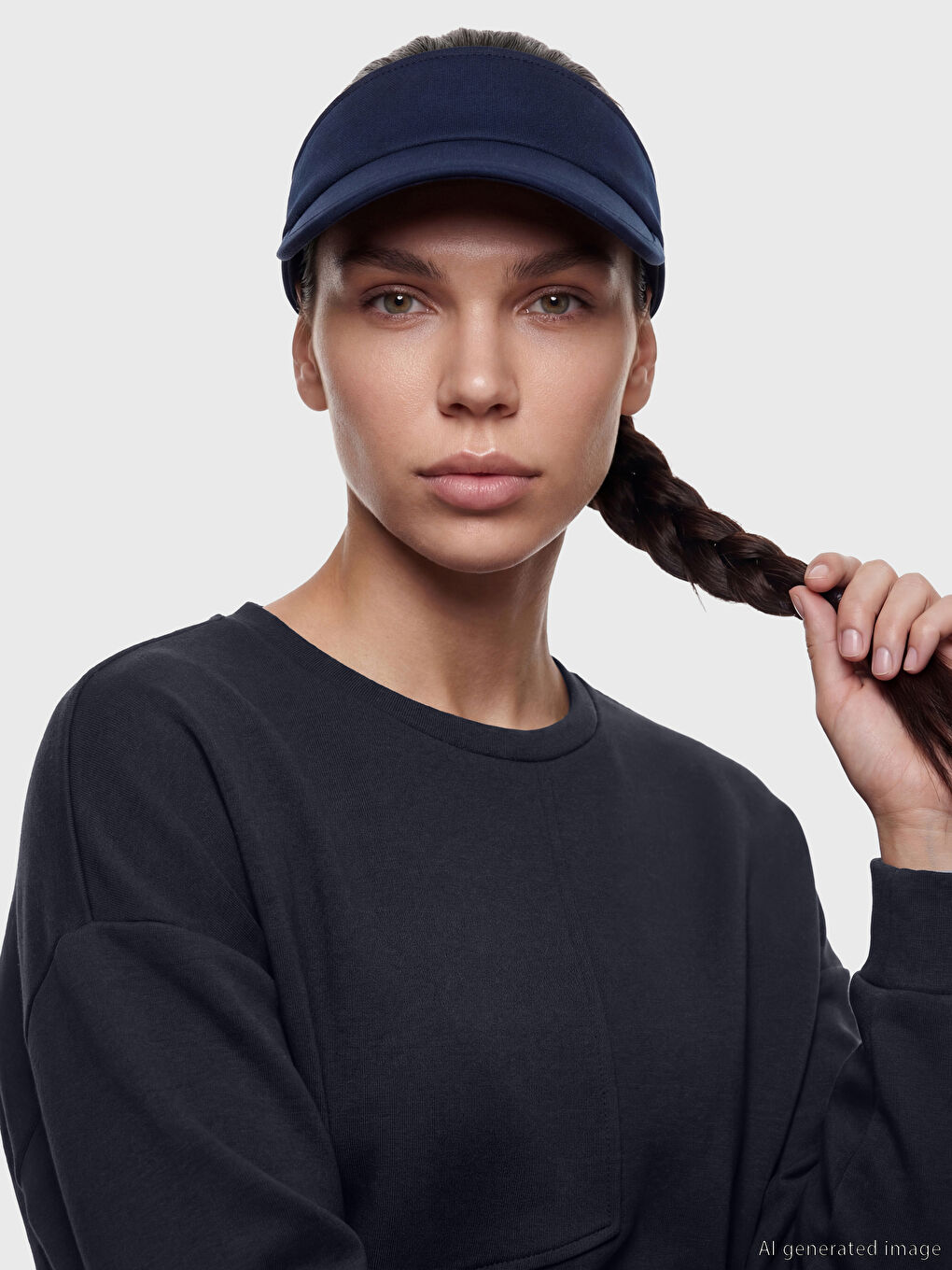 Lacivert Soft Touch Oversize Kadın Sweatshirt	-2