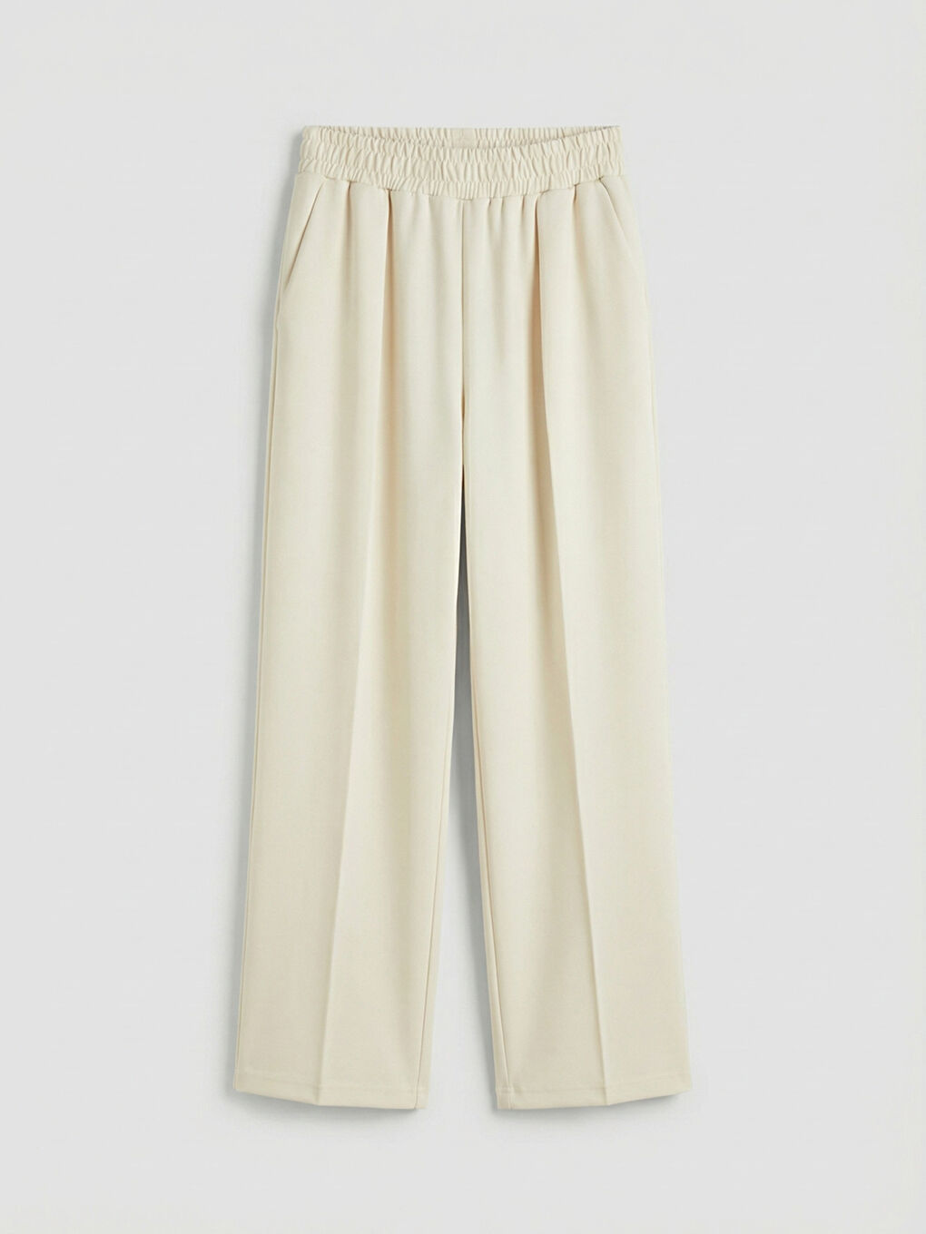 Ekru Beli Lastikli Soft Touch Kadın Eşofman Altı