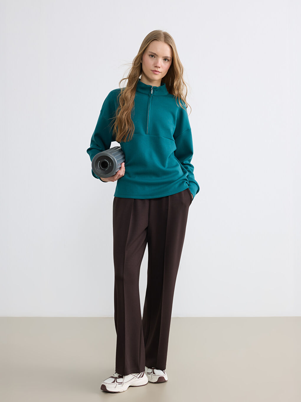 Kahverengi Beli Lastikli Soft Touch Kadın Eşofman Altı