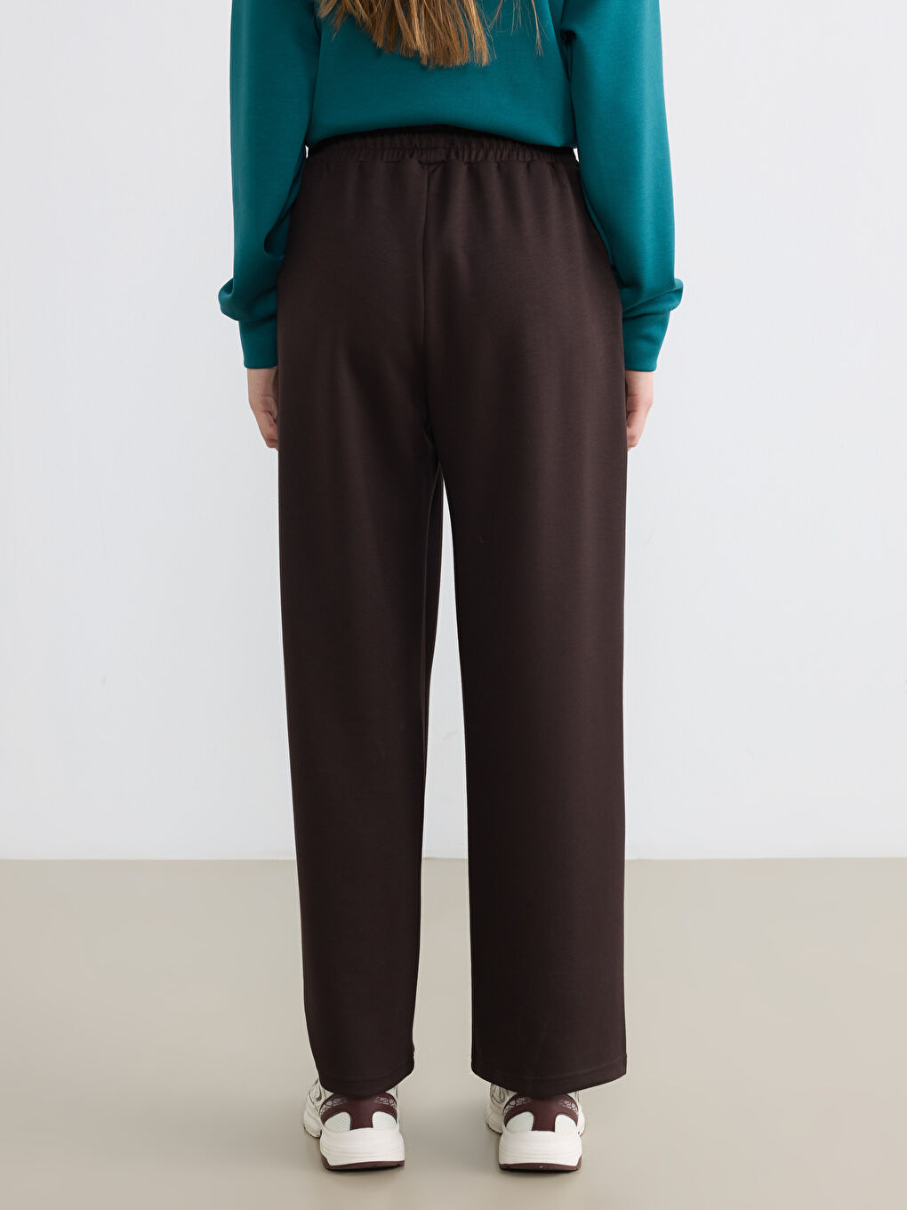 Kahverengi Beli Lastikli Soft Touch Kadın Eşofman Altı-3