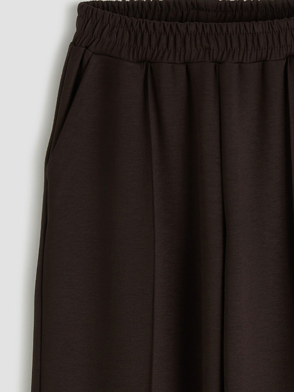 Kahverengi Beli Lastikli Soft Touch Kadın Eşofman Altı-5