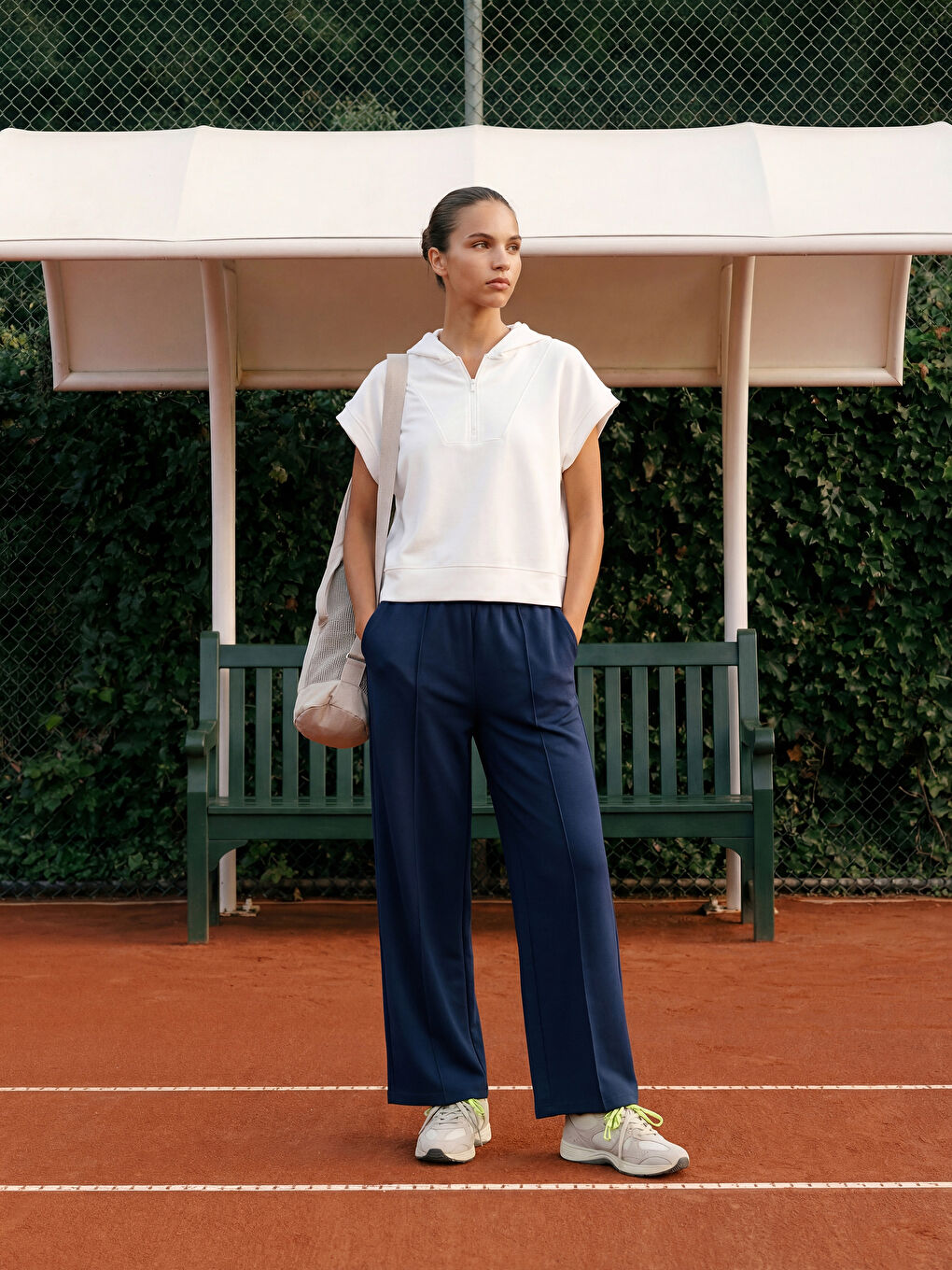 Lacivert Beli Lastikli Soft Touch Kadın Eşofman Altı-3