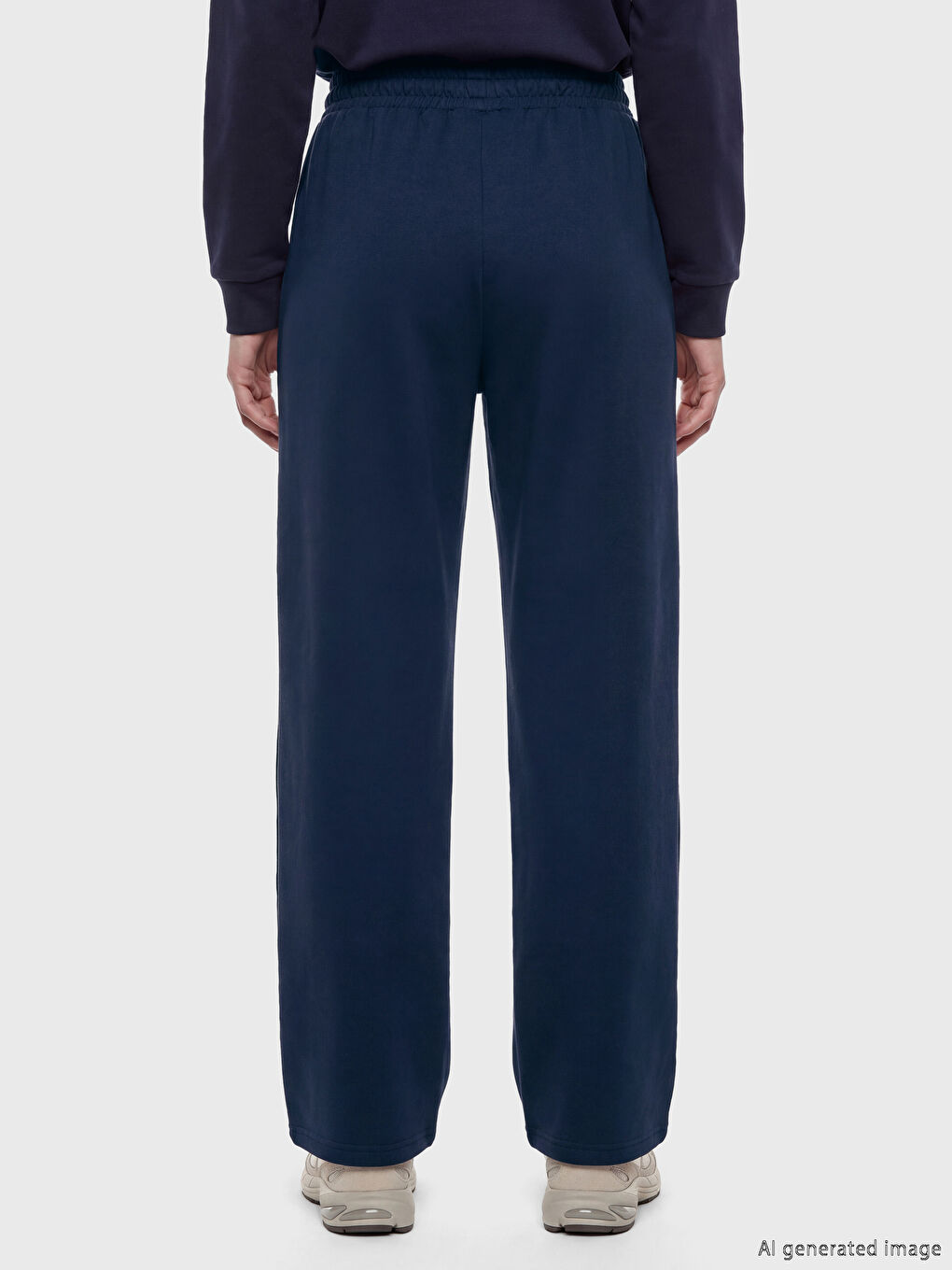 Lacivert Beli Lastikli Soft Touch Kadın Eşofman Altı-5