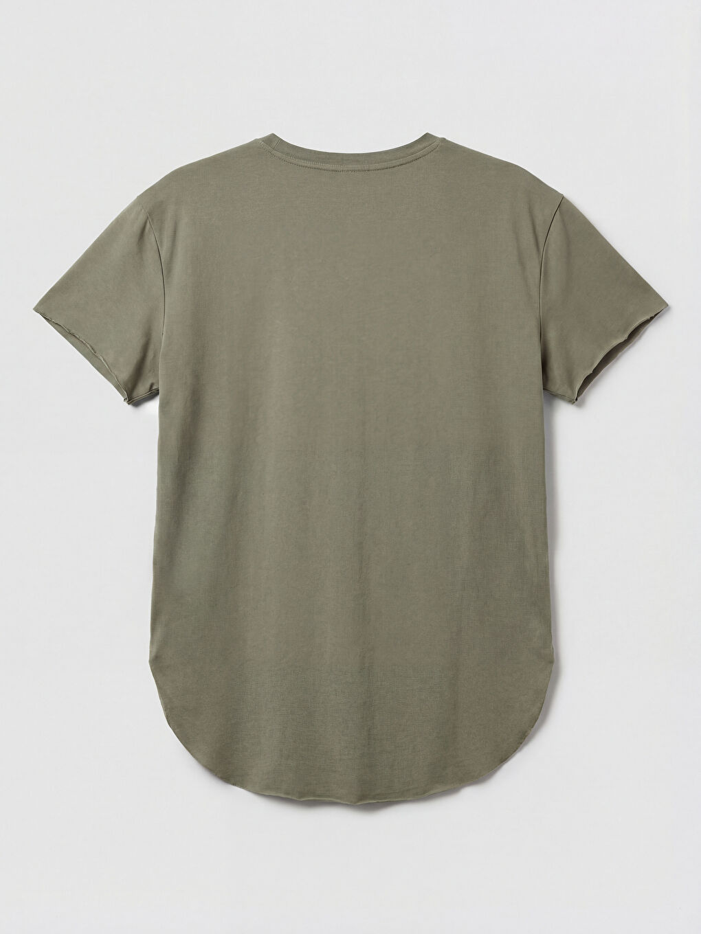 Haki Bisiklet Yaka Kadın Oversize Spor Tişört-1