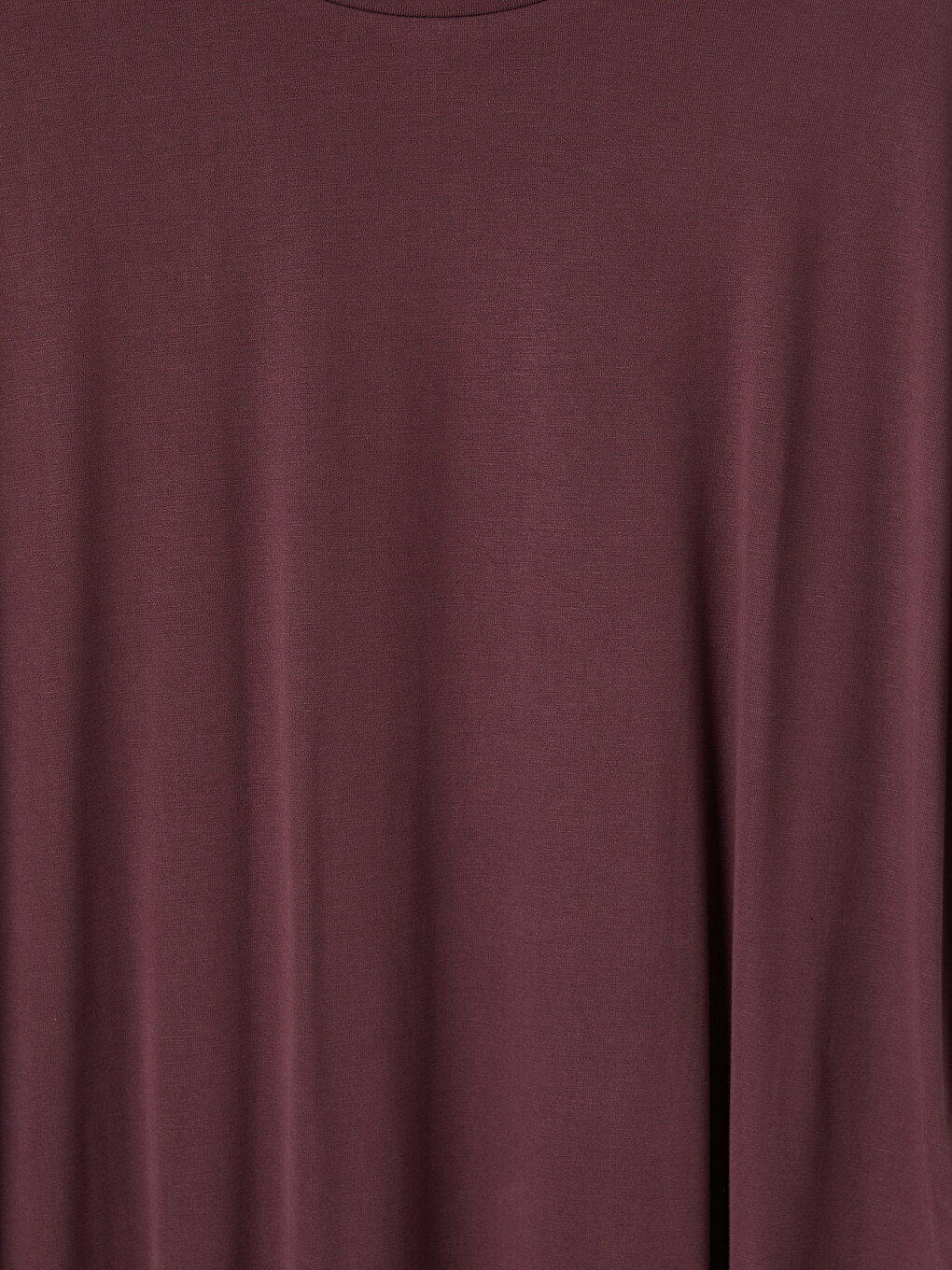 Bordo Oversize Modal Karışımlı Kadın Spor Tişört-1