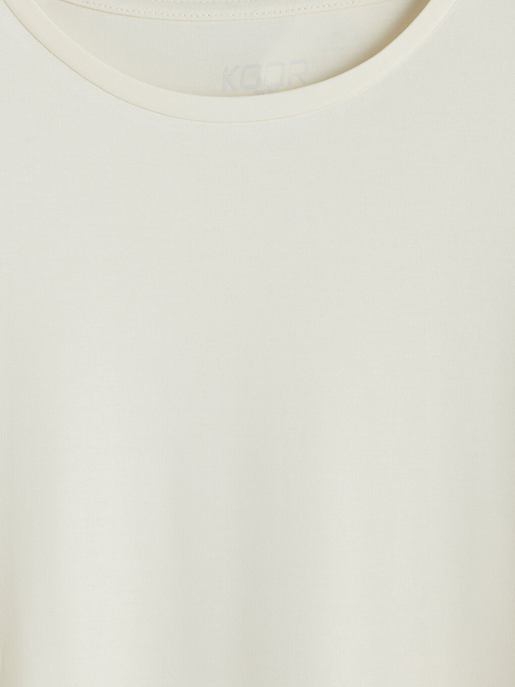 Ekru Bisiklet Yaka Oversize Kadın Spor Tişört-2