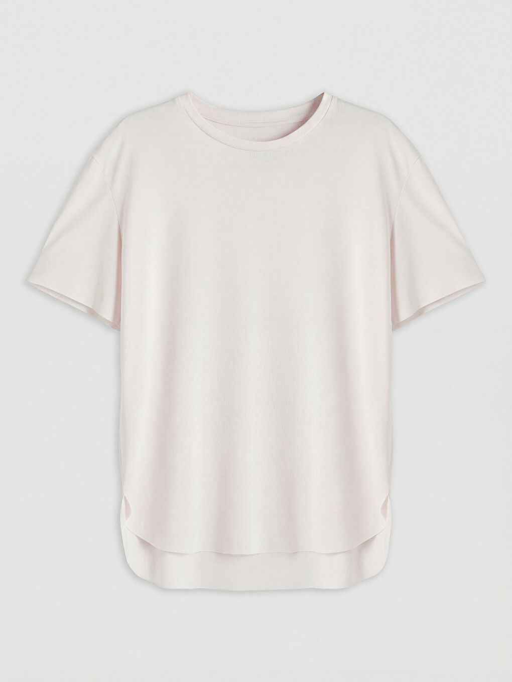 Pembe Bisiklet Yaka Oversize Kadın Spor Tişört