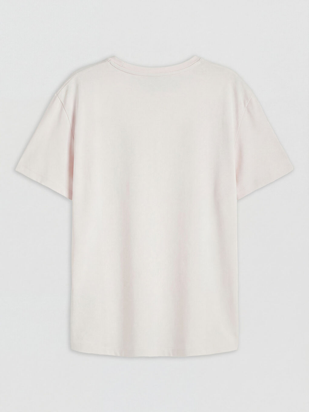 Pembe Bisiklet Yaka Oversize Kadın Spor Tişört-1