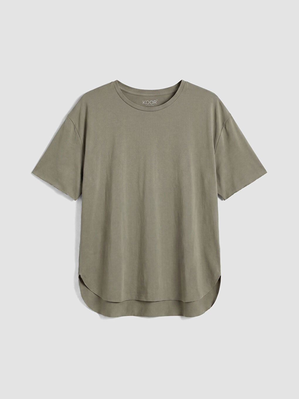Haki Bisiklet Yaka Oversize Kadın Spor Tişört-4
