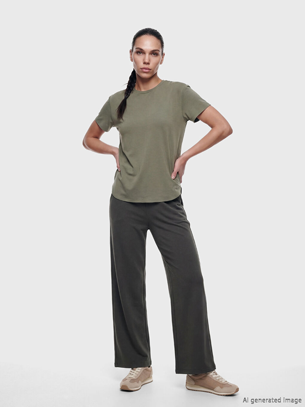 Crew Neck Women's Oversize Sports T-Shirt-2