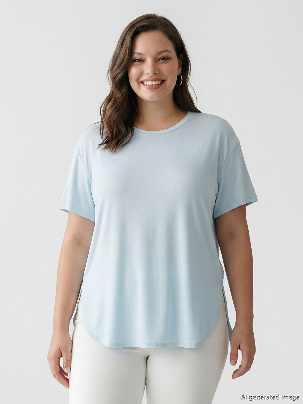 Mavi Bisiklet Yaka Oversize Kadın Spor Tişört