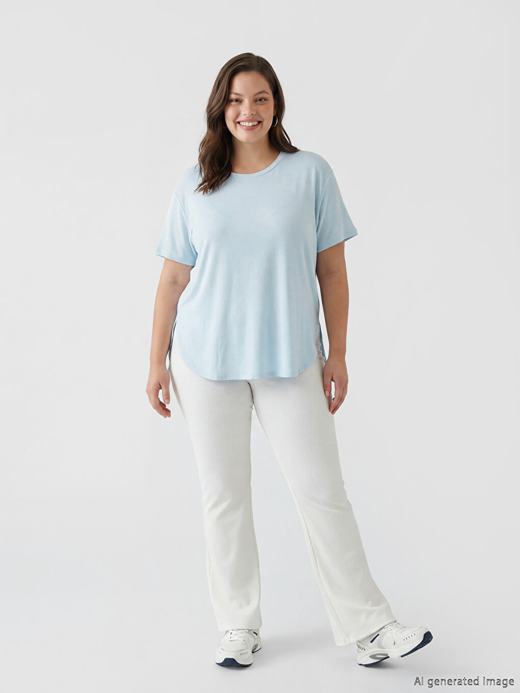 Mavi Bisiklet Yaka Oversize Kadın Spor Tişört-1