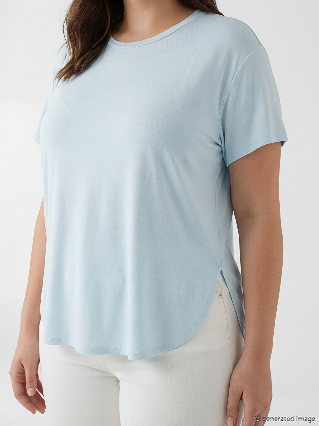 Mavi Bisiklet Yaka Oversize Kadın Spor Tişört-2