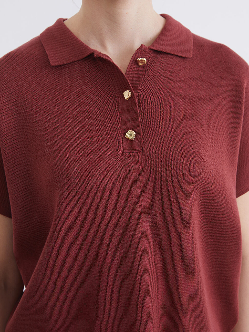 Mercan Polo Yaka Kadın Triko Kazak-2