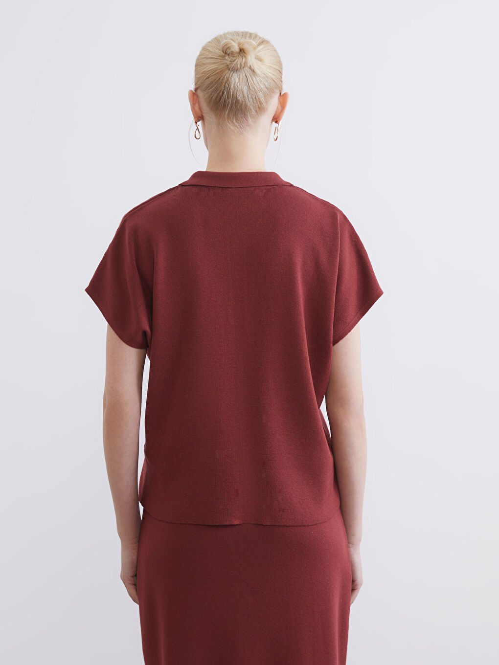 Mercan Polo Yaka Kadın Triko Kazak-3