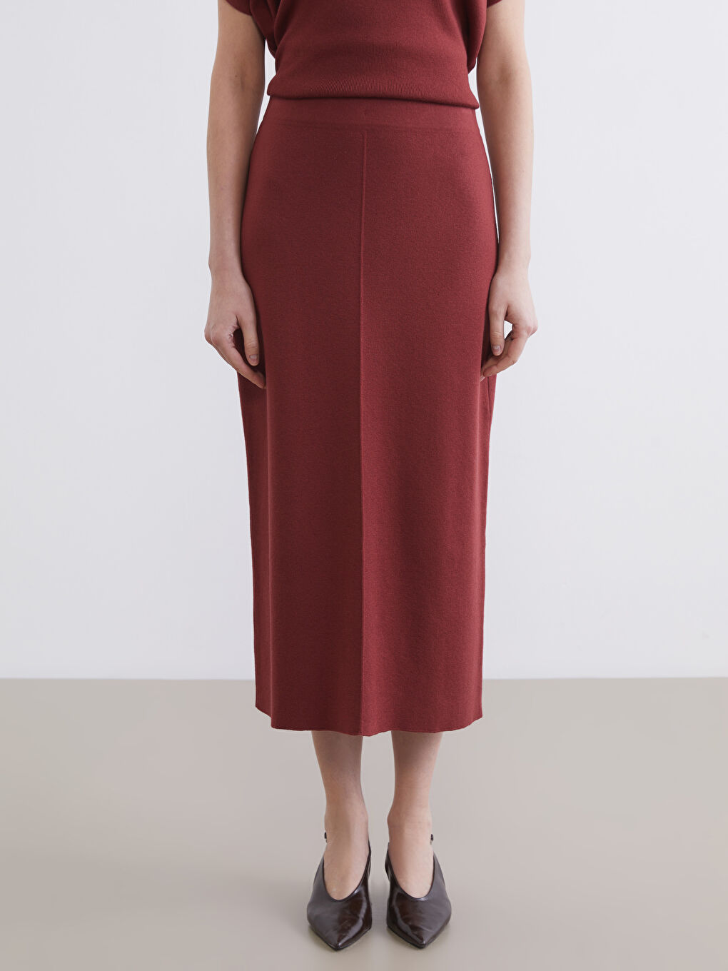 Mercan Beli Lastikli Triko Etek-1